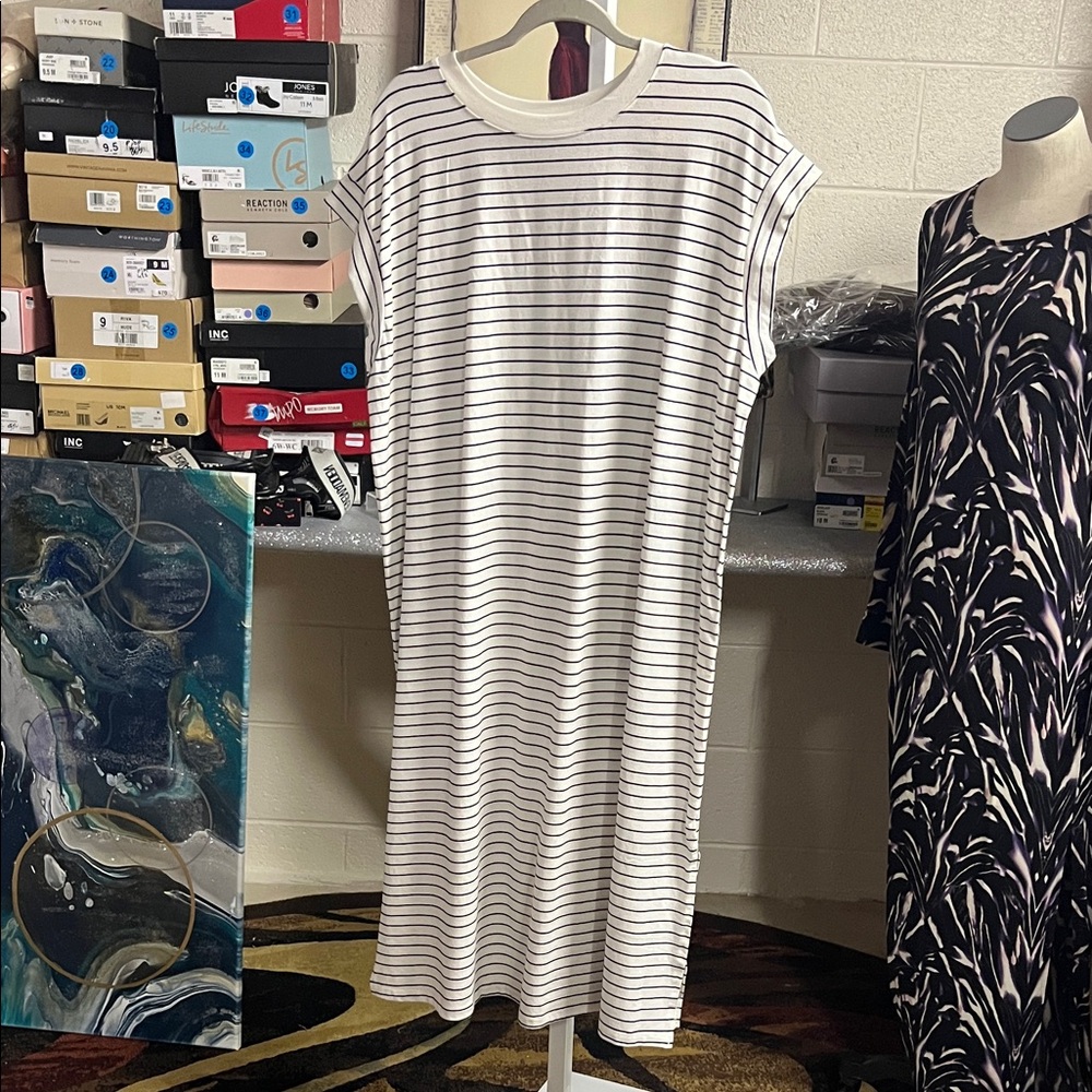 Plus size Striped Lounge Tshirt Dress